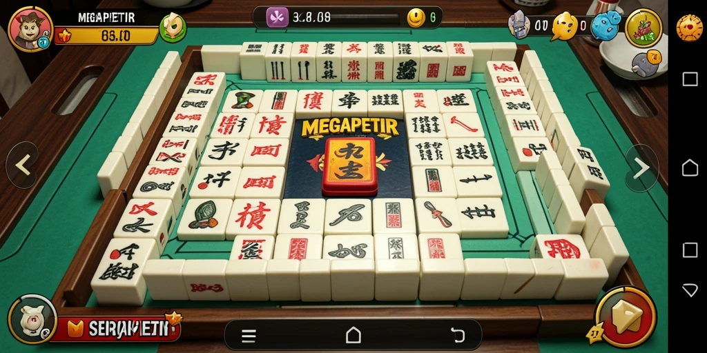 Screenshot gameplay MEGAPETIR yang menampilkan suasana bermain Mahjong.