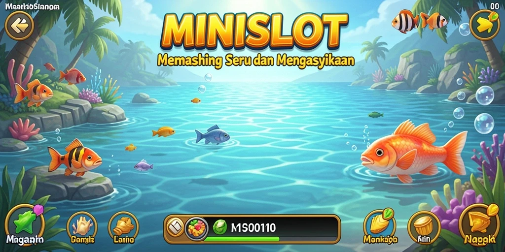 Tampilan gameplay <strong>MINISLOT</strong> yang menampilkan aktivitas memancing seru.