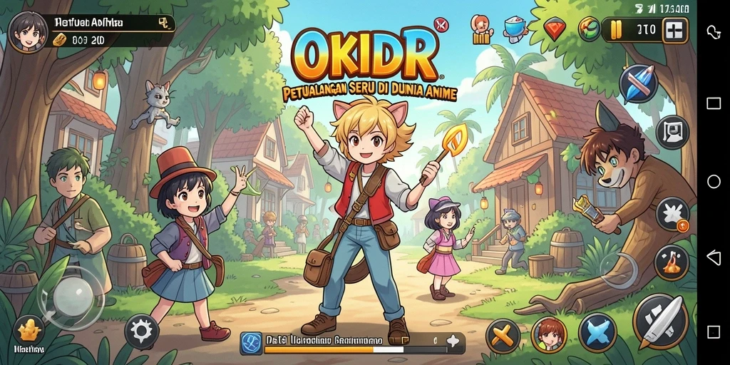 Tampilan aksi seru dalam permainan OKIDR dengan karakter Anime favorit.