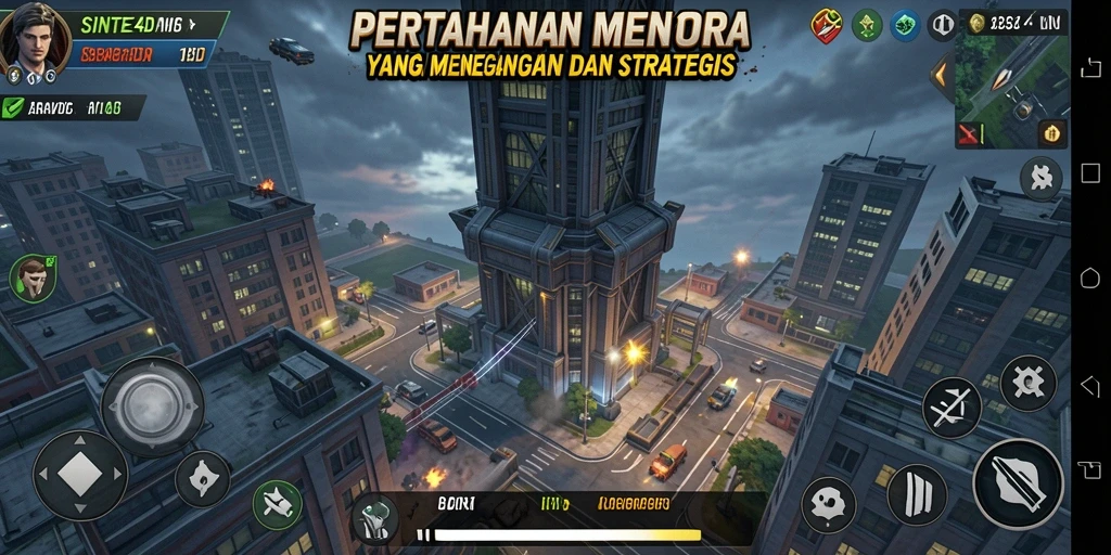 Gameplay pertahanan menara yang intens dan strategis di SINTE4D.